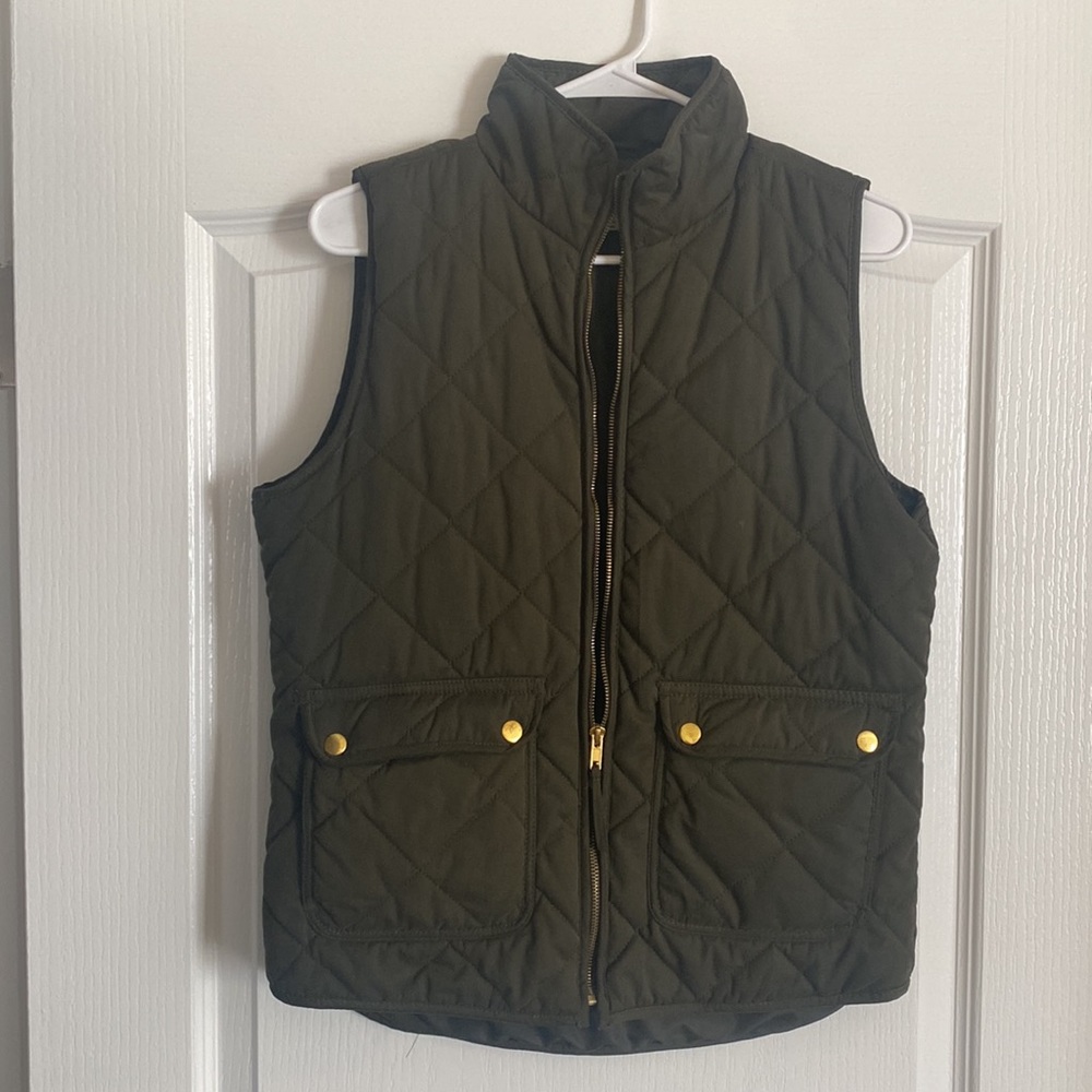 Women’s Blue Rain Vest, army green color. Size medium